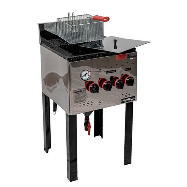 Morelli Profesional Freidora De Aceite 15Lts Standar F15 Acero 010010 (Gas Natural)