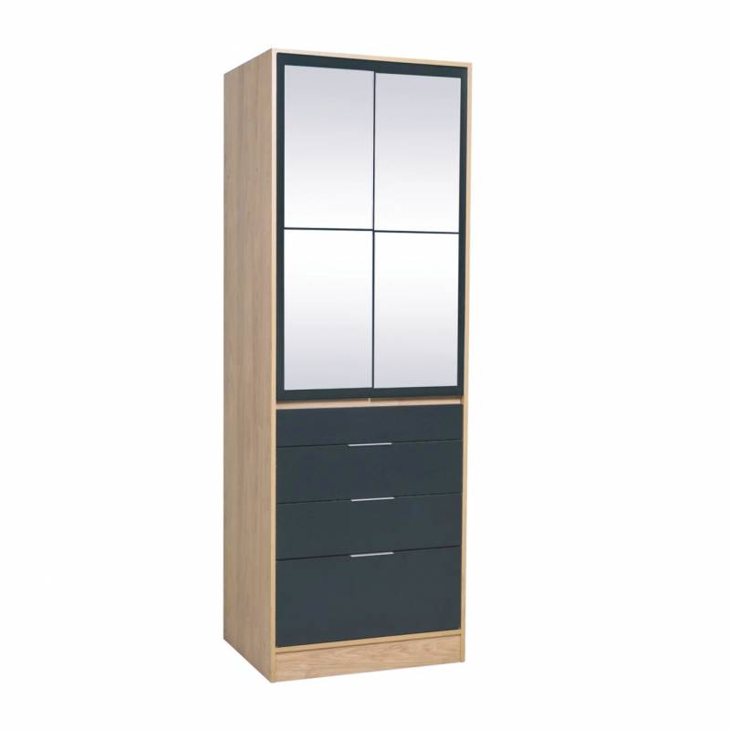 Ricchezze Murano Placard 2 Puertas 4 Cajones 0.70 C/Espejo Hickory/Negro