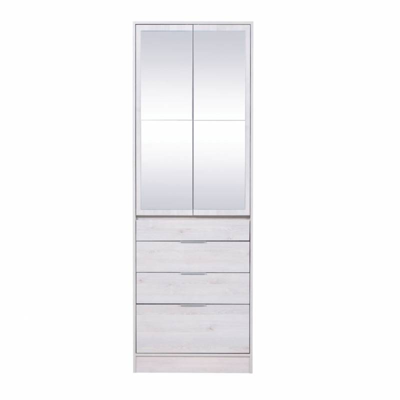 Ricchezze Murano Placard 2 Puertas 4 Cajones 0.70 C/Espejo Pino Blanco