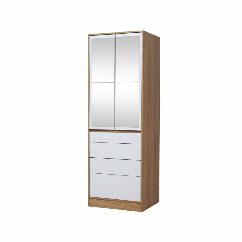 Ricchezze Murano Placard 2 Puertas 4 Cajones 0.70 C/Espejo Hickory/Blanco Texturado