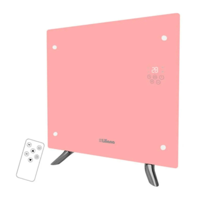 Liliana Calefactor Panel Vidrio Pie/Pared 600/1200W Rosa Ccppv203D