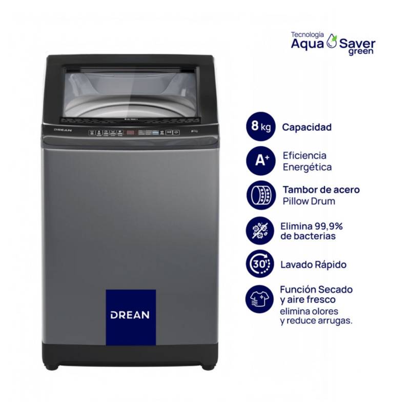 Drean Lavarropas Superior 8.0Kg 660 Rpm Lpdr0865Ilg Gris