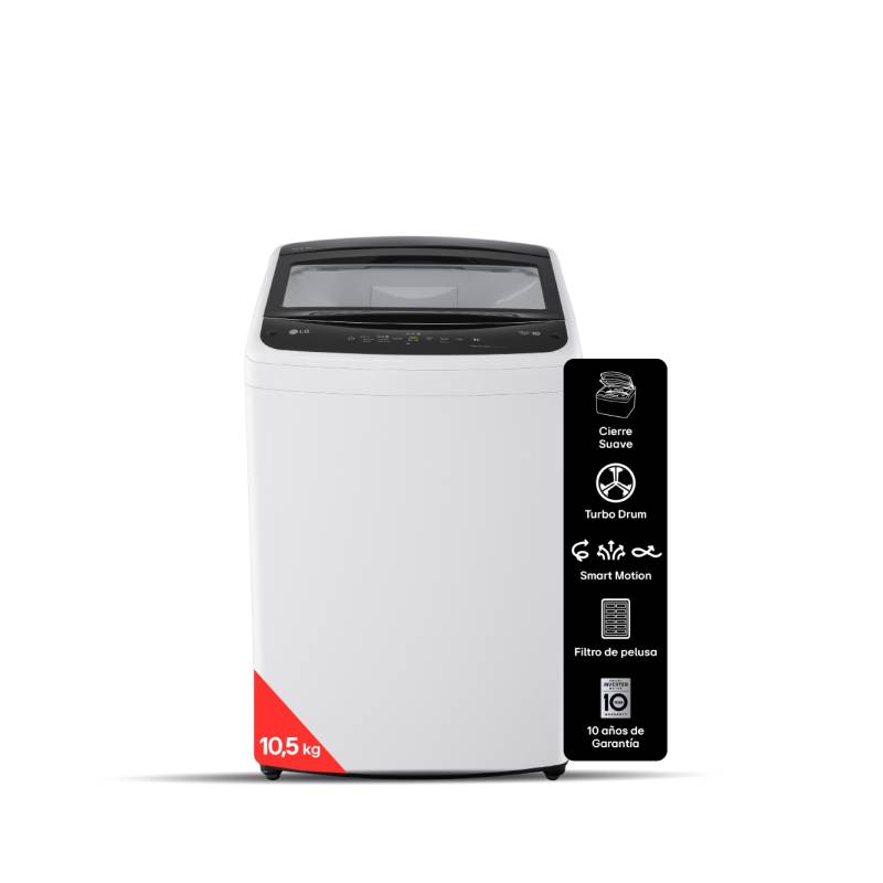 Lg Lavarropas Superior 10.5 Kg Wt11Wvtb Inverter Blanco